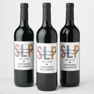 Custom SLP Speech Pathologist Speech Therapist Wine Label