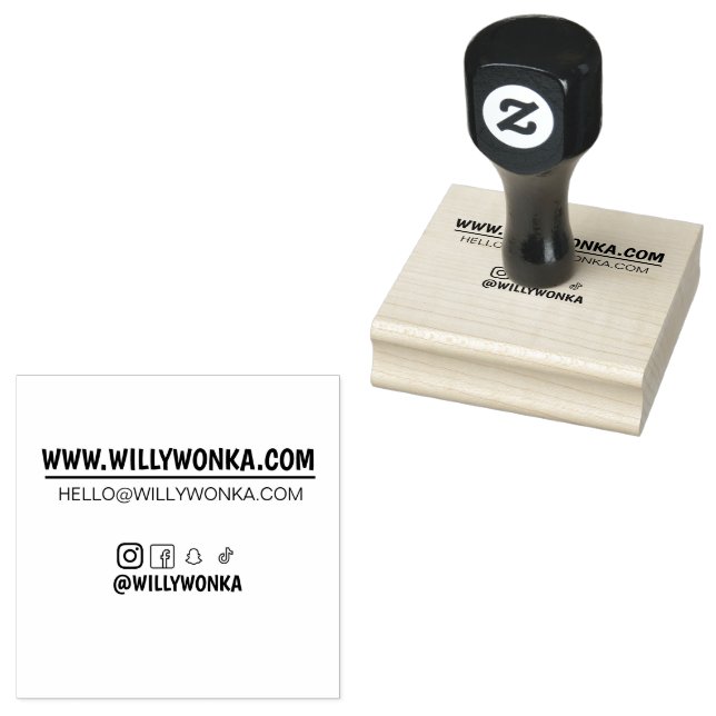 Custom small business card stamp with social netwo (Stamped)