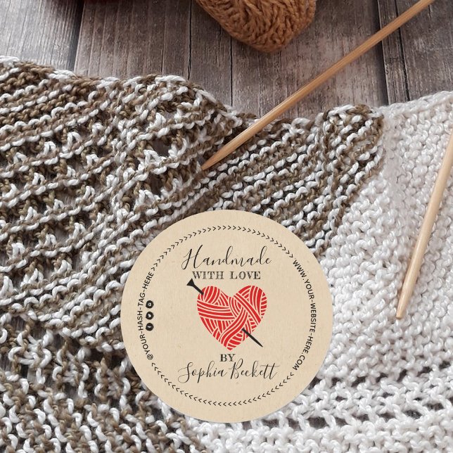 Custom Small Business Knit Supplies Packaging Classic Round Sticker (Creator Uploaded)