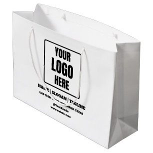 Custom Small Business Logo Branded Black & White  Large Gift Bag