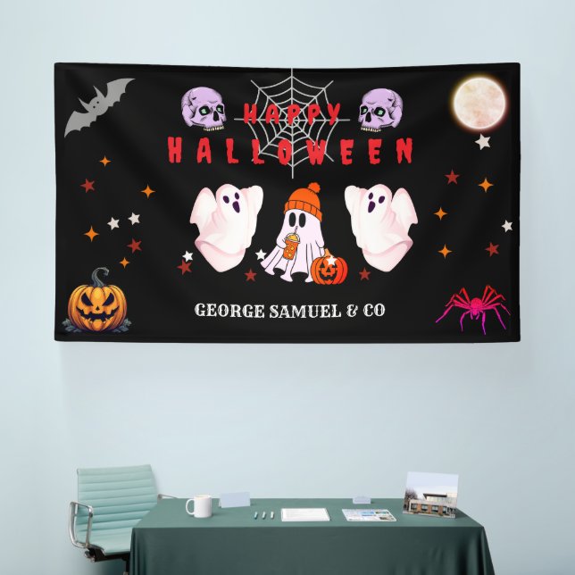 Custom Small Business Logo Halloween Party Banner (Tradeshow)