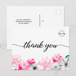 Custom Small Business logo Watercolor Floral Postcard