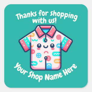 Custom Small Business Name Cute Tee POD Seller Square Sticker