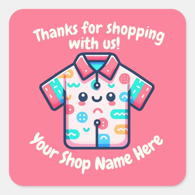 Custom Small Business Name Cute Tee POD Seller Square Sticker (Front)