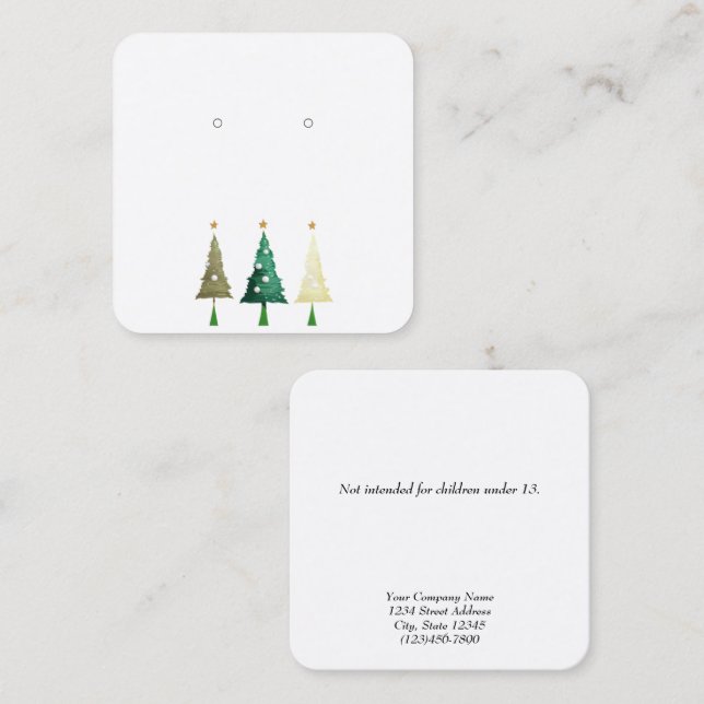 Custom Small Christmas Tree Earring Display Cards (Front/Back)