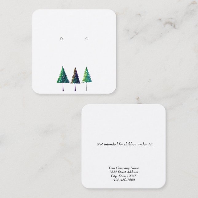 Custom Small Christmas Tree Earring Display Cards (Front/Back)