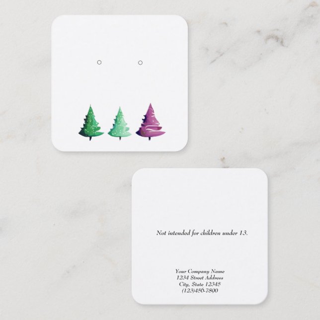 Custom Small Christmas Tree Earring Display Cards (Front/Back)