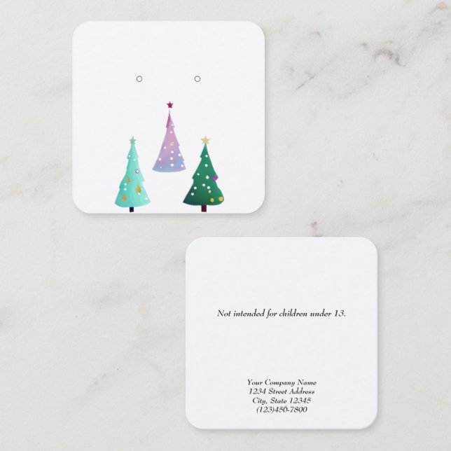 Custom Small Christmas Tree Earring Display Cards (Front/Back)