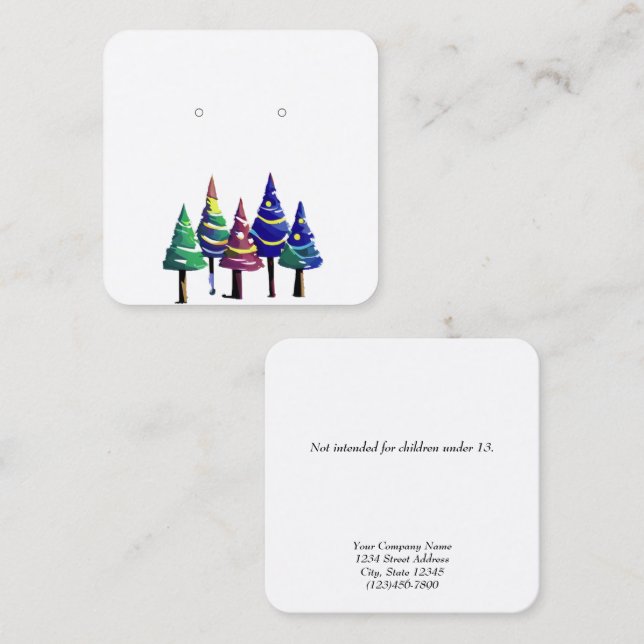 Custom Small Christmas Tree Earring Display Cards (Front/Back)