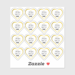 Custom Small Clear Gold Heart Stickers