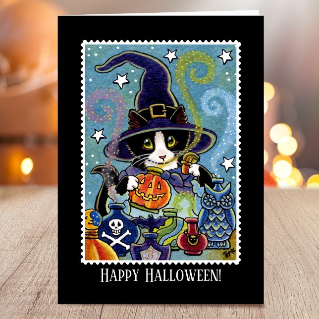 Custom "Smell of Halloween" Cat Witch Card (Creator Uploaded)