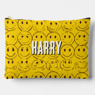 custom Smiling Face Pattern – Cute Yellow Smiles   Accessory Pouch
