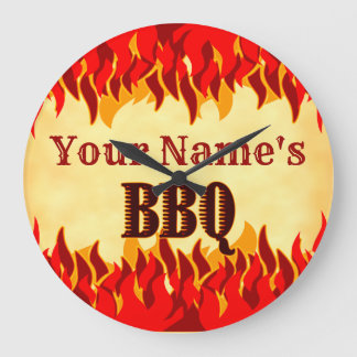Custom Smouldering BBQ with Red Flames Wall Clock