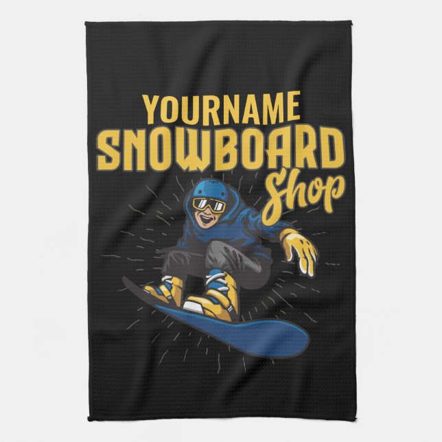 Custom Snow Boarder Snowboarding Shop Big Air Tea Towel (Vertical)