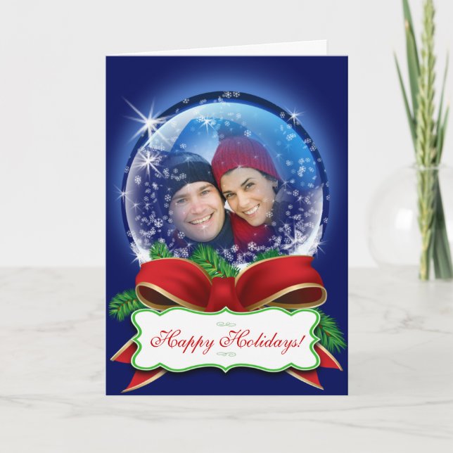 Custom Snow Globe Christmas Photo Tenplate Holiday (Front)