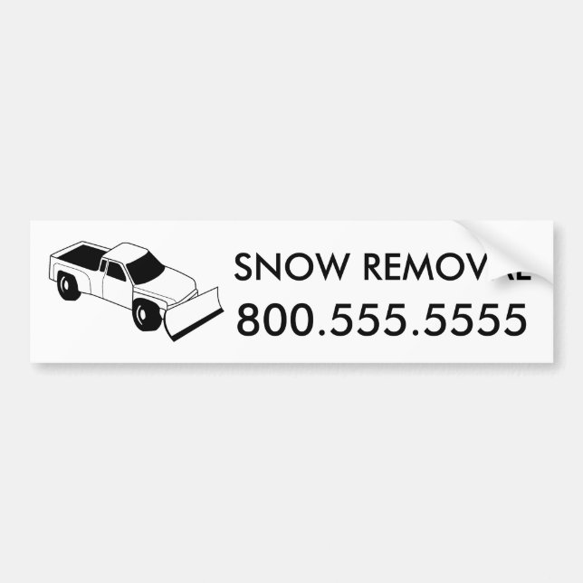 custom snow removal : snow plough truck bumper sticker (Front)