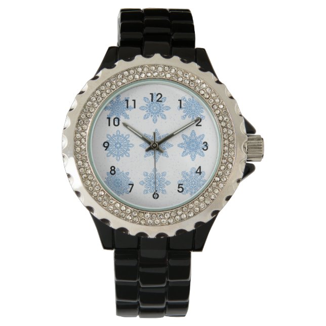 Custom Snowflake Design Rhinestone Watch (Front)