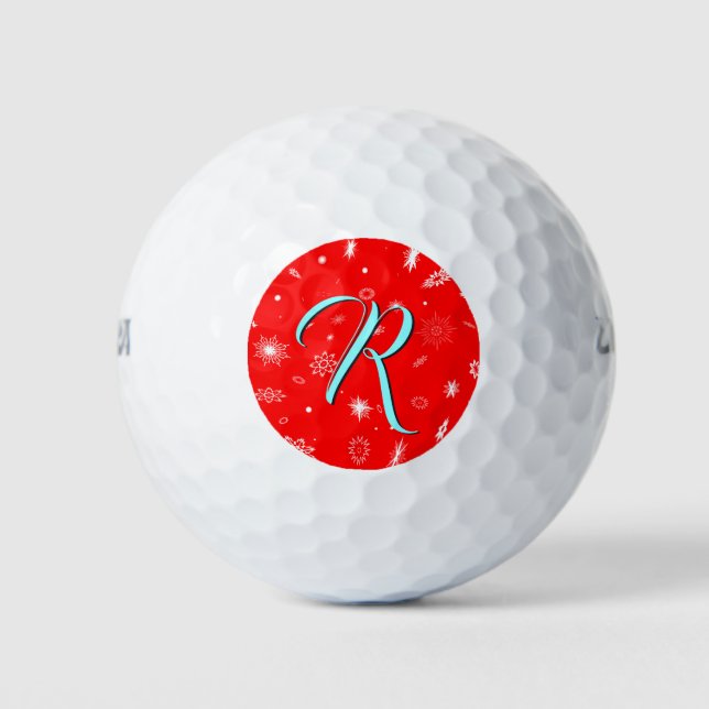 Custom snowflake monogram golf balls (Front)