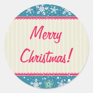 Custom Snowflakes and Presents Classic Round Sticker