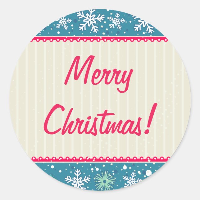 Custom Snowflakes and Presents Classic Round Sticker (Front)