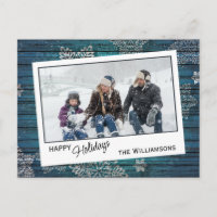 Custom Snowflakes & Barnwood Wooden Planks Pattern