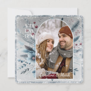 Custom Snowflakes & Chic Botanical Holiday Wreath Card