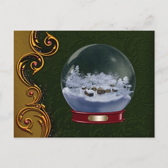 Custom Snowglobe Christmas Postcard (Front)