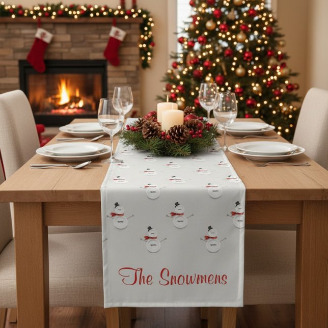 Custom Snowman Button  Short Table Runner (Creator Uploaded)