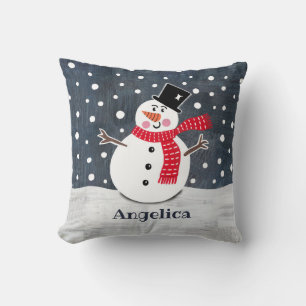 Custom Snowman Christmas Throw Cushion Pillow