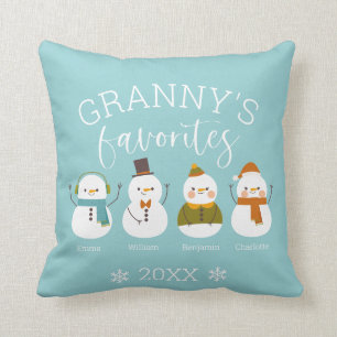 Custom Snowman Family Member Name Cushion