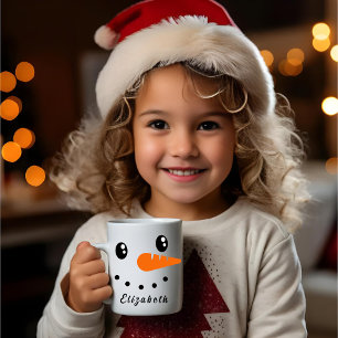Custom Snowman Mug For Kids   Holiday Mug