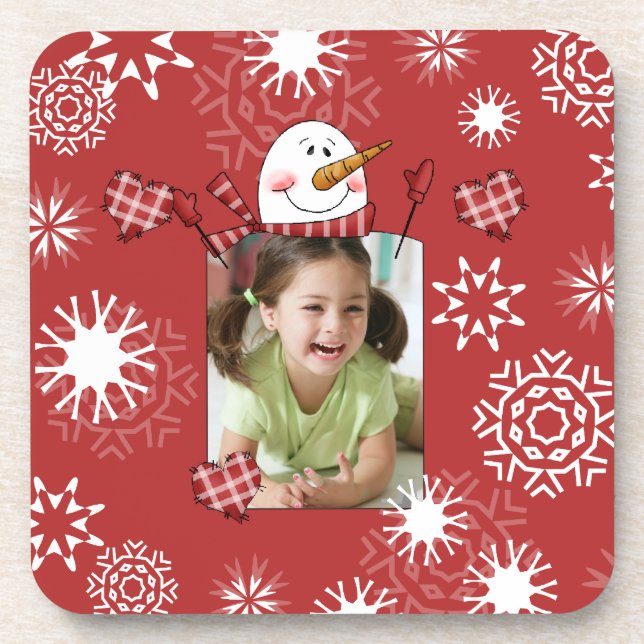 Custom Snowman Photo Coasters (Front)