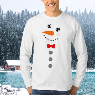 Custom Snowman Red Bowtie Black Buffalo Buttons T T-Shirt