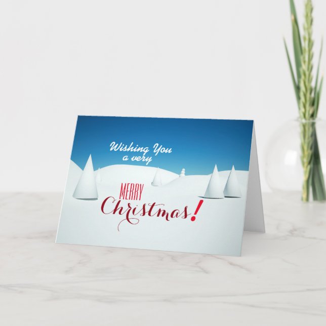 Custom SNOWY MERRY CHRISTMAS SEASON'S GREETING Holiday Card (Front)