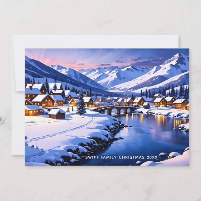 Custom Snowy Winter Wonderland,  Christmas Holiday Card (Front)