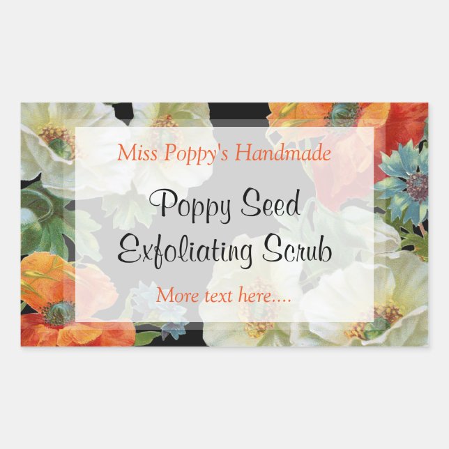 Custom Soap or Baking White Orange Poppy Sticker (Front)
