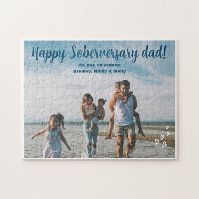 Custom Sober Anniversary Dad 1 Photo Personalised Jigsaw Puzzle (Horizontal)