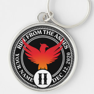 Custom Sober Coin Medallion with Phoenix Key Ring