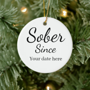 Custom “Sober Since” Keychain - Sobriety Date  Ceramic Tree Decoration