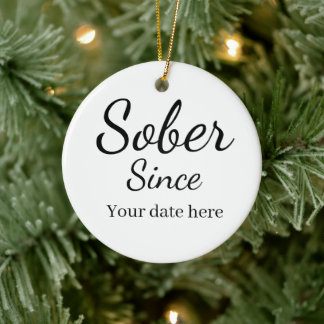 Custom “Sober Since” Keychain - Sobriety Date  Ceramic Tree Decoration