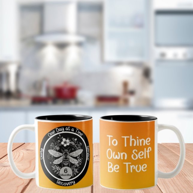 Custom Sobriety Anniversary Gift - Bee and Floral Two-Tone Coffee Mug (Creator Uploaded)