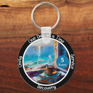 Custom Sobriety Milestone Gift - Ocean Vibes Key Ring