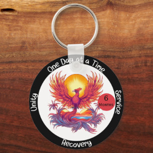 Custom Sobriety Milestone Gift - Phoenix Key Ring