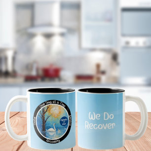 Custom Sobriety Milestone Gift - Swan In Lake Two-Tone Coffee Mug
