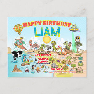 Custom SoCal Birthday Invitation Postcard