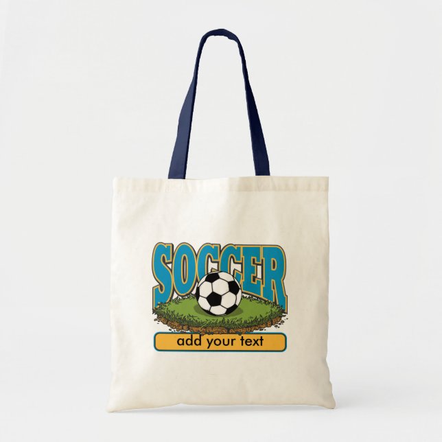 Custom Soccer Add Text Tote Bag (Front)