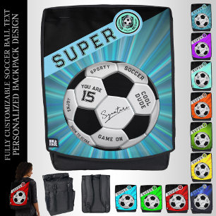 Custom Soccer Ball    Blue Sports Gift Design Backpack