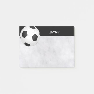 custom soccer ball post it note black and white