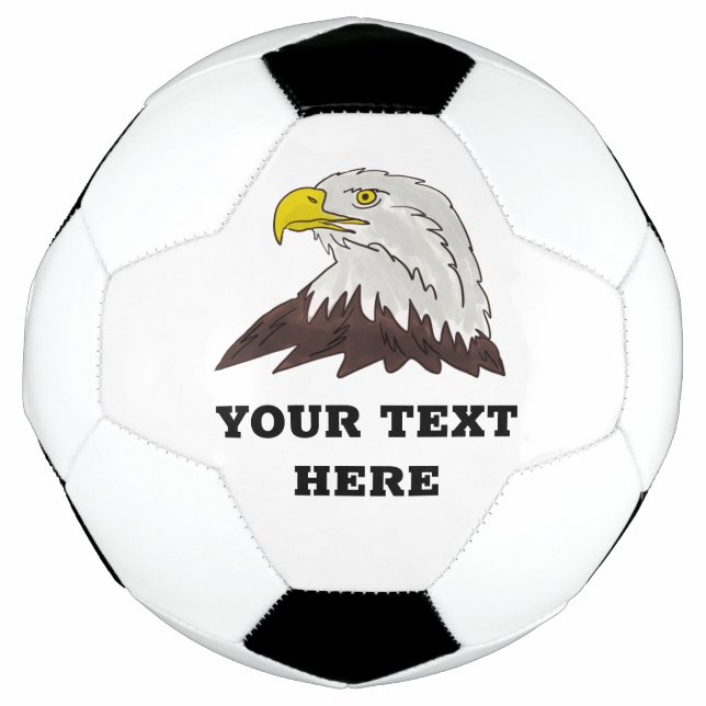 Custom soccer ball with big bald eagle head logo (Front)
