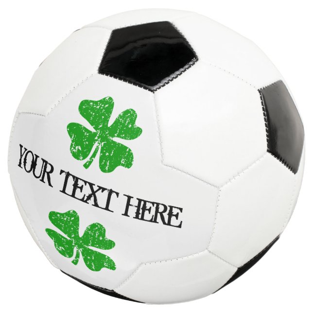 Custom soccer ball with green lucky clover (Three Quarter)